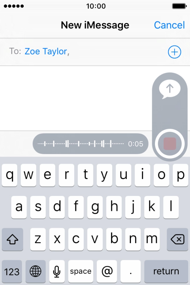 Let go to stop the sound recording and press arrow up to send the sound recording. Let go to stop the sound recording and press arrow up to send the sound recording.