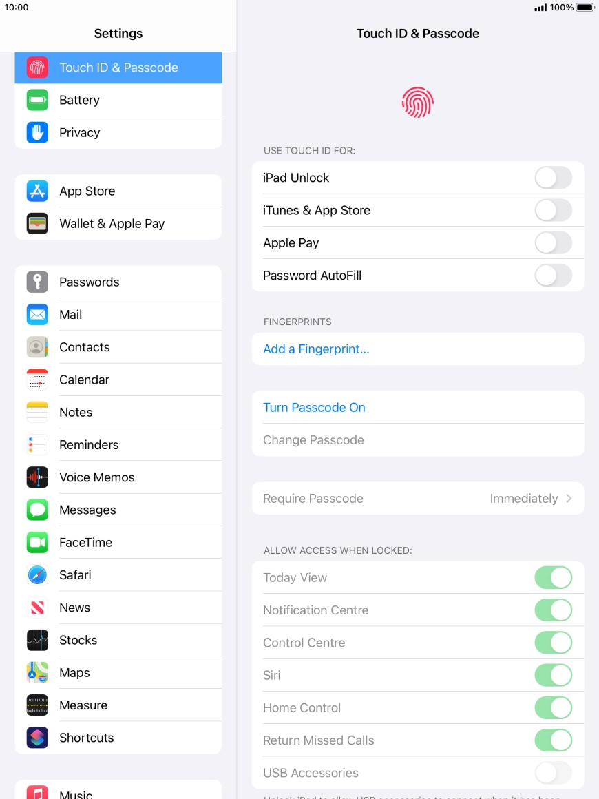 Press Turn Passcode On and key in a lock code of your own choice twice. Press Turn Passcode On and key in a lock code of your own choice twice.
