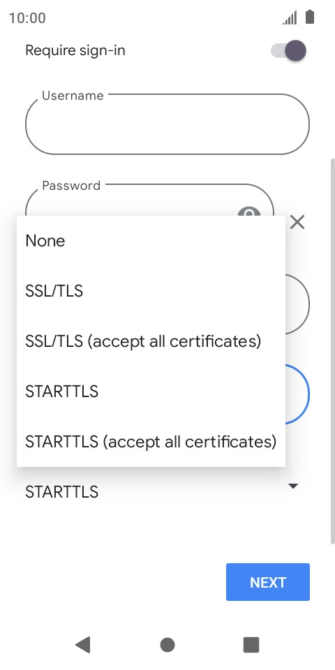 Press SSL/TLS. Press SSL/TLS.