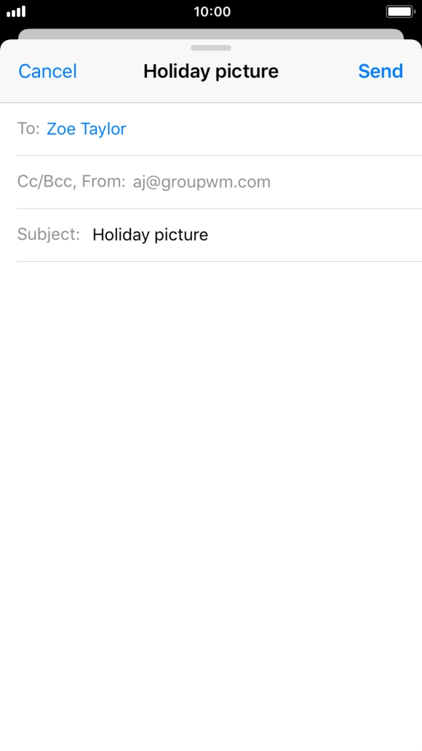 Press the text input field and write the text for your email. Press the text input field and write the text for your email.