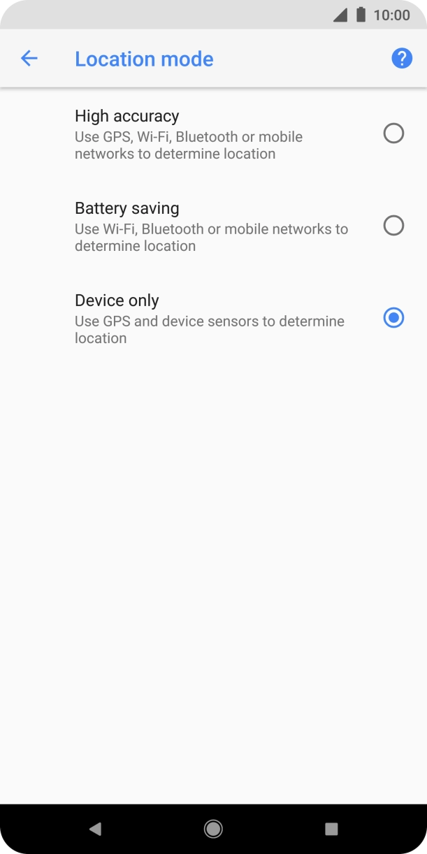 If you select High accuracy, your phone can find your exact position using the GPS satellites, the mobile network and nearby Wi-Fi networks. Satellite-based GPS requires a clear view of the sky. If you select High accuracy, your phone can find your exact position using the GPS satellites, the mobile network and nearby Wi-Fi networks. Satellite-based GPS requires a clear view of the sky.