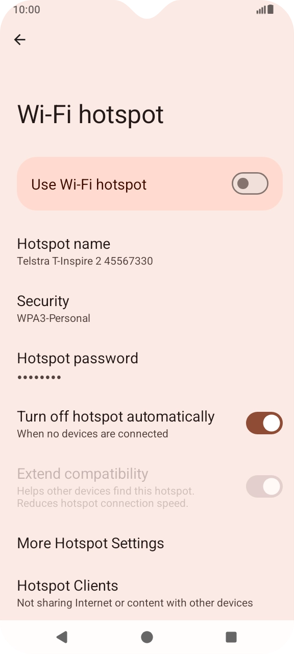 Press Hotspot password and key in the required password. Press Hotspot password and key in the required password.