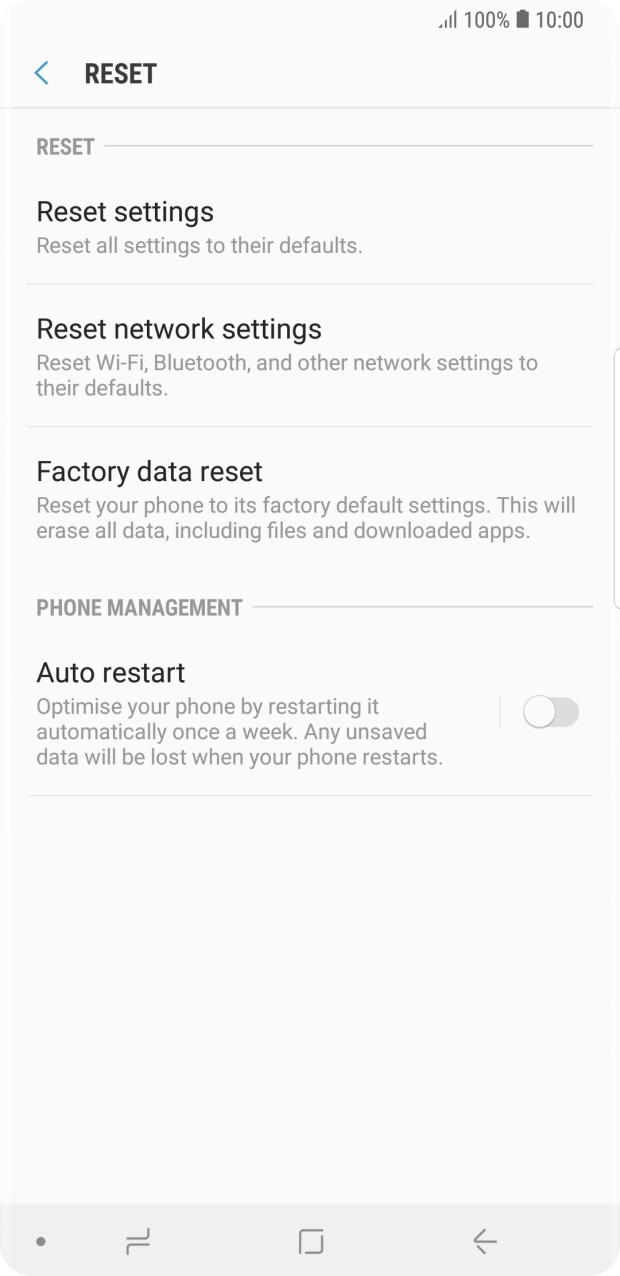 Press Factory data reset. Press Factory data reset.