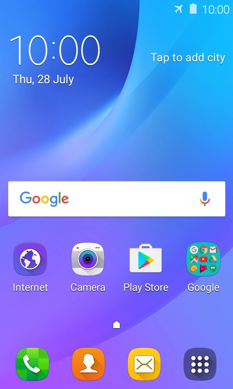 The flight mode icon shows that flight mode is turned on.