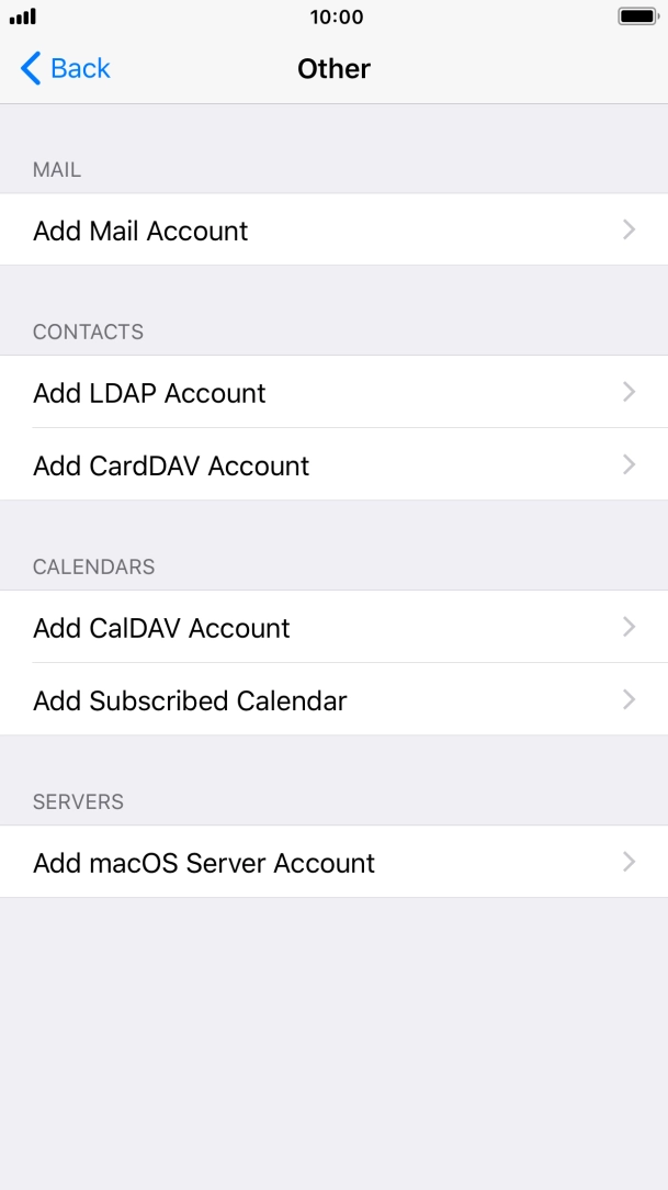 Press Add Mail Account. Press Add Mail Account.