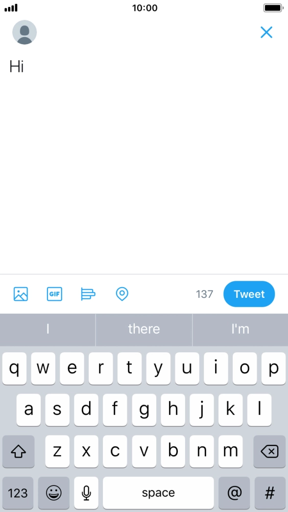 Write the required text and press Tweet. Write the required text and press Tweet.