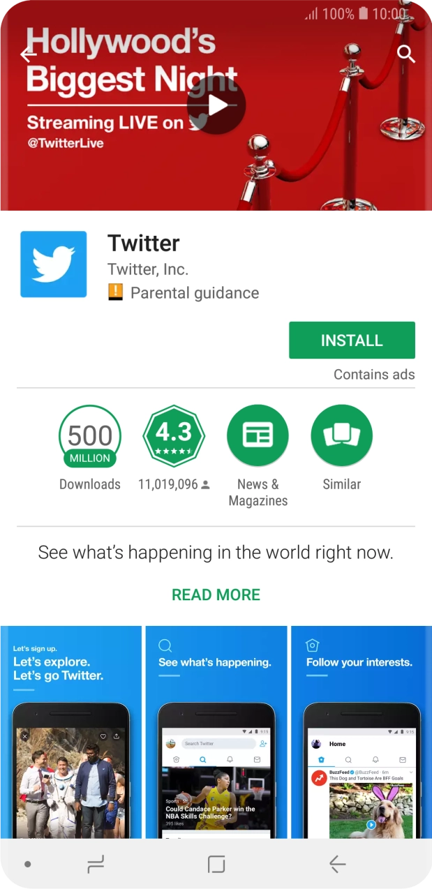 Press INSTALL and follow the instructions on the screen to install the app. Press INSTALL and follow the instructions on the screen to install the app.