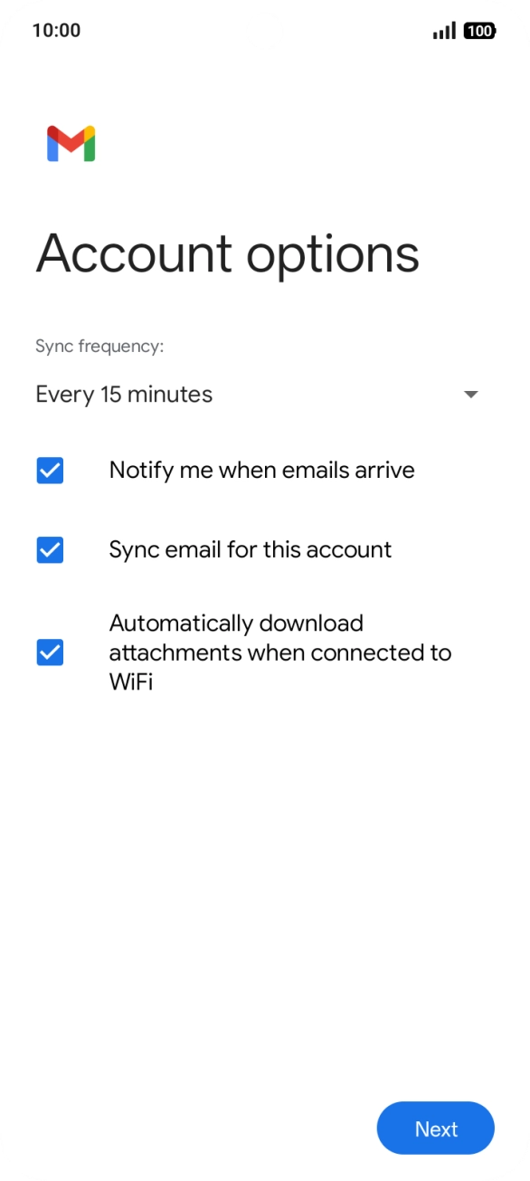 If this screen is displayed, your email account has been recognised and set up automatically. Follow the instructions on the screen to key in more information and finish setting up your phone. If this screen is displayed, your email account has been recognised and set up automatically. Follow the instructions on the screen to key in more information and finish setting up your phone.