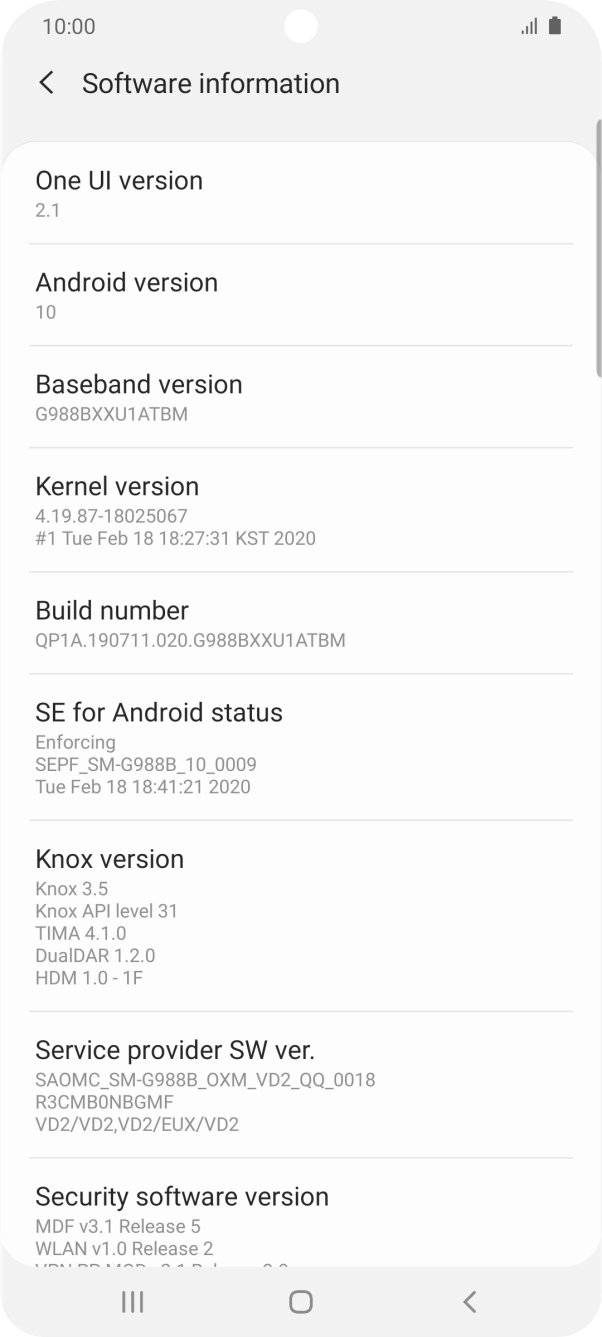 Your phone's software version is displayed below Android version.