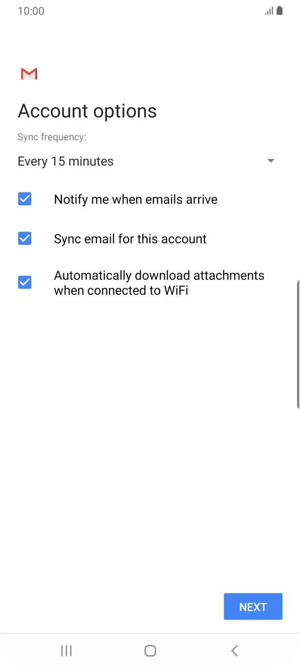 If this screen is displayed, you email account has been recognised and set up automatically. Follow the instructions on the screen to key in more information and finish setting up your phone. If this screen is displayed, you email account has been recognised and set up automatically. Follow the instructions on the screen to key in more information and finish setting up your phone.
