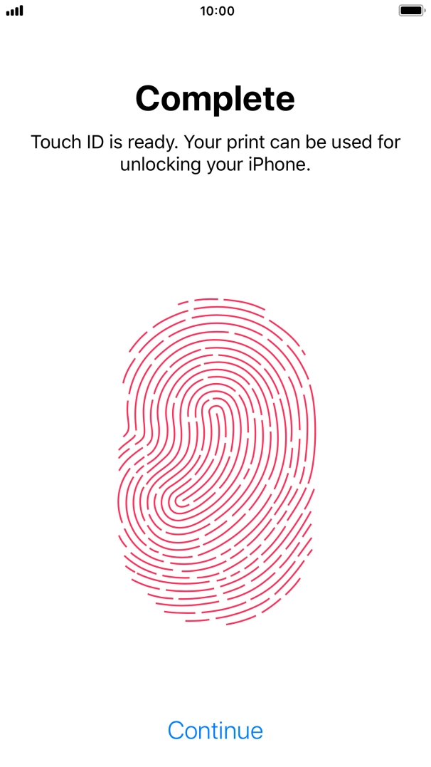 Press Continue. If you haven't previously selected a phone lock code, key in a code of your own choice twice.