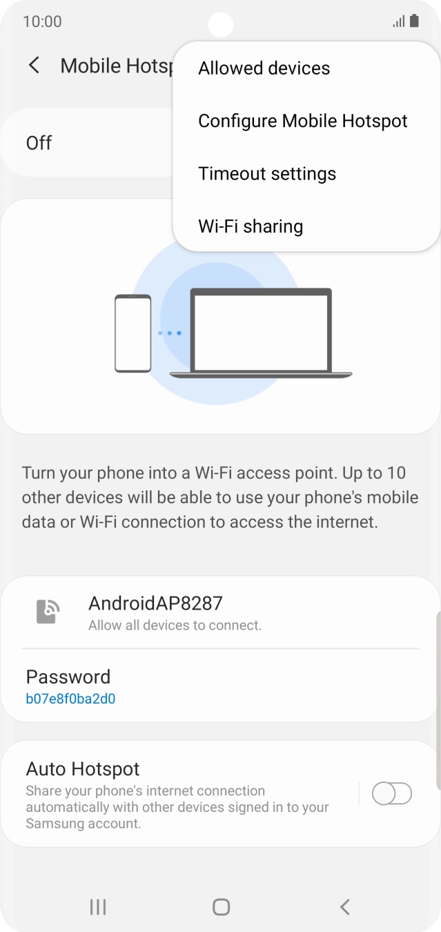 Press Configure Mobile Hotspot. Press Configure Mobile Hotspot.
