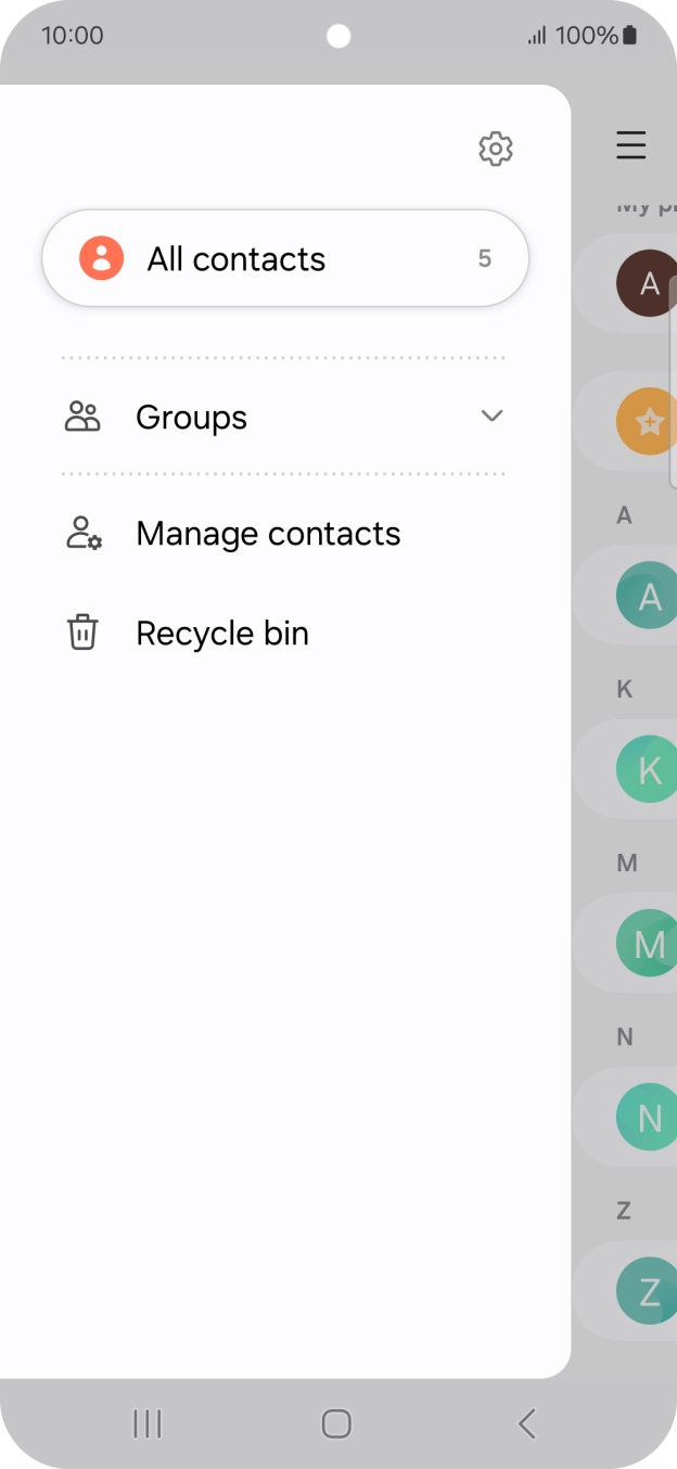 Press Manage contacts. Press Manage contacts.