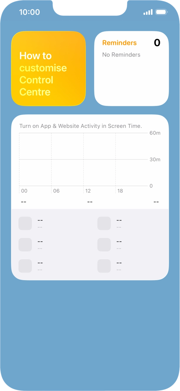 Slide your finger up or down on the screen to see more widgets. Slide your finger up or down on the screen to see more widgets.