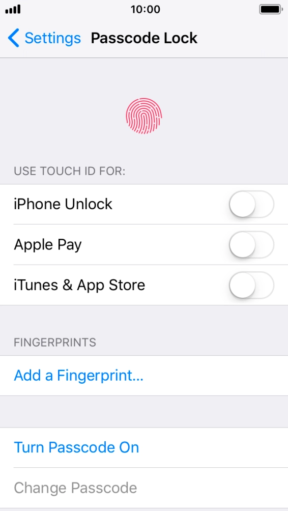 Press Turn Passcode On and key in a phone lock code of your own choice twice.