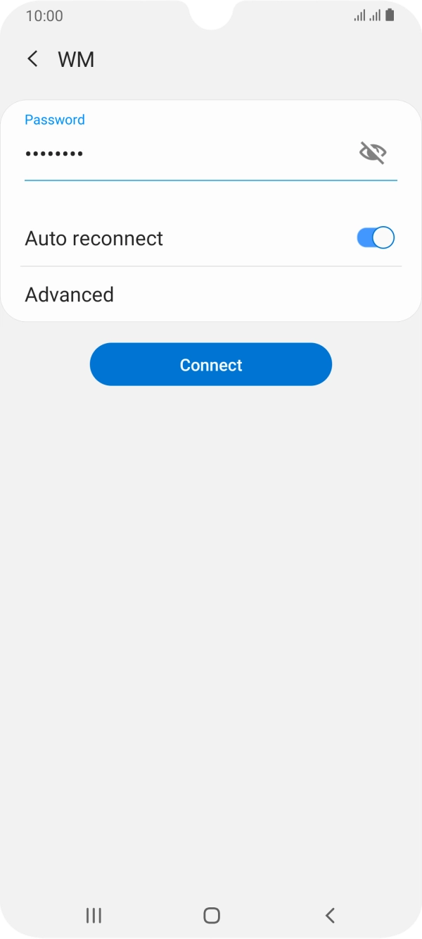 Key in the password for the Wi-Fi network and press Connect. Key in the password for the Wi-Fi network and press Connect.