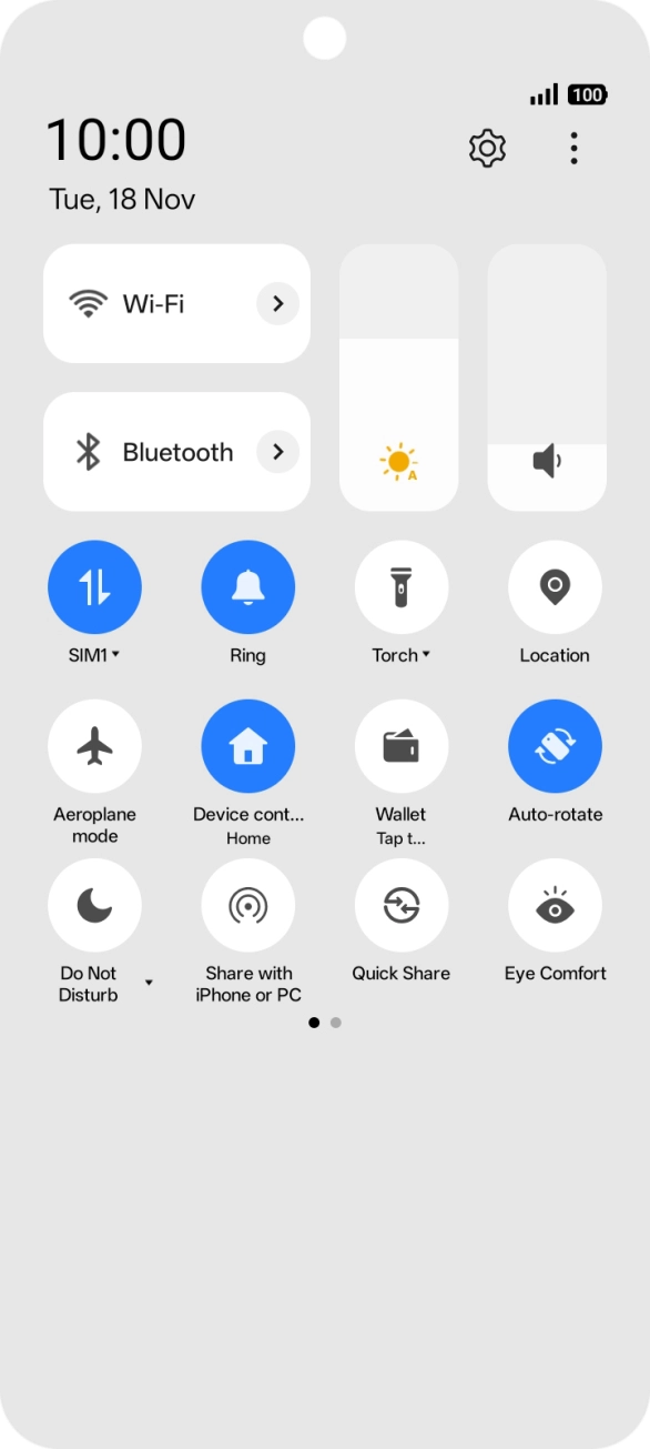 Press the settings icon. Press the settings icon.