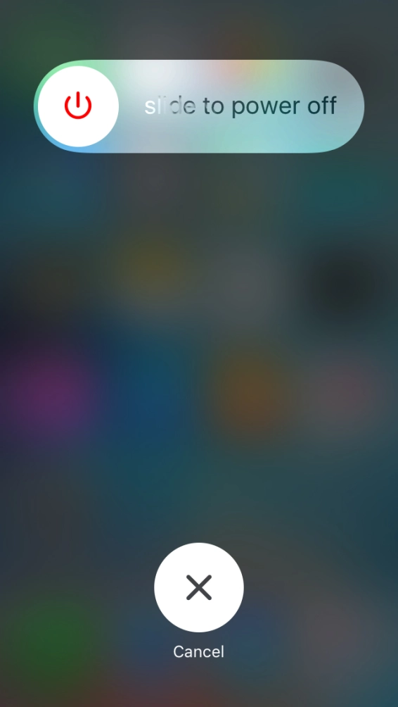 Press and drag the power off icon right.