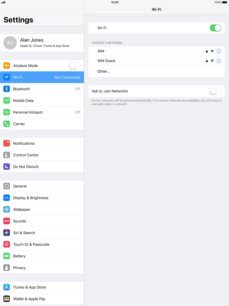 Press the required Wi-Fi network and key in the password for the Wi-Fi network.