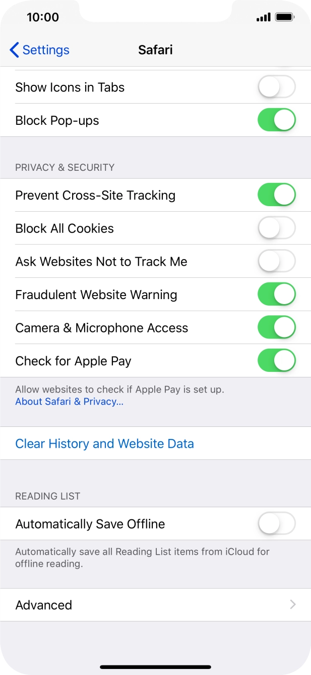 Press Clear History and Website Data. Press Clear History and Website Data.