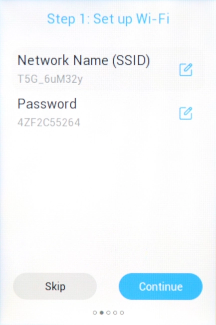 Press the edit icons and follow the instructions on the screen to change name and password for your router's Wi-Fi hotspot.