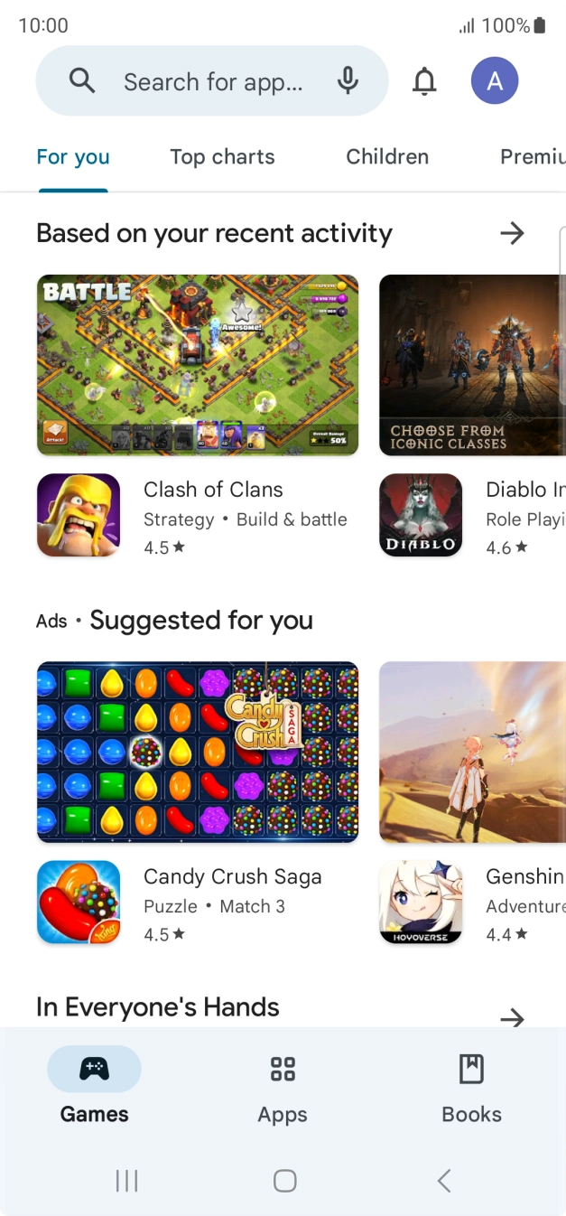 Press the search field. Press the search field.