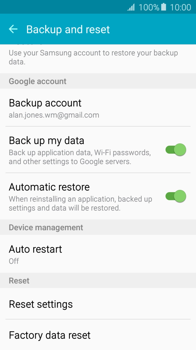 Press Factory data reset.