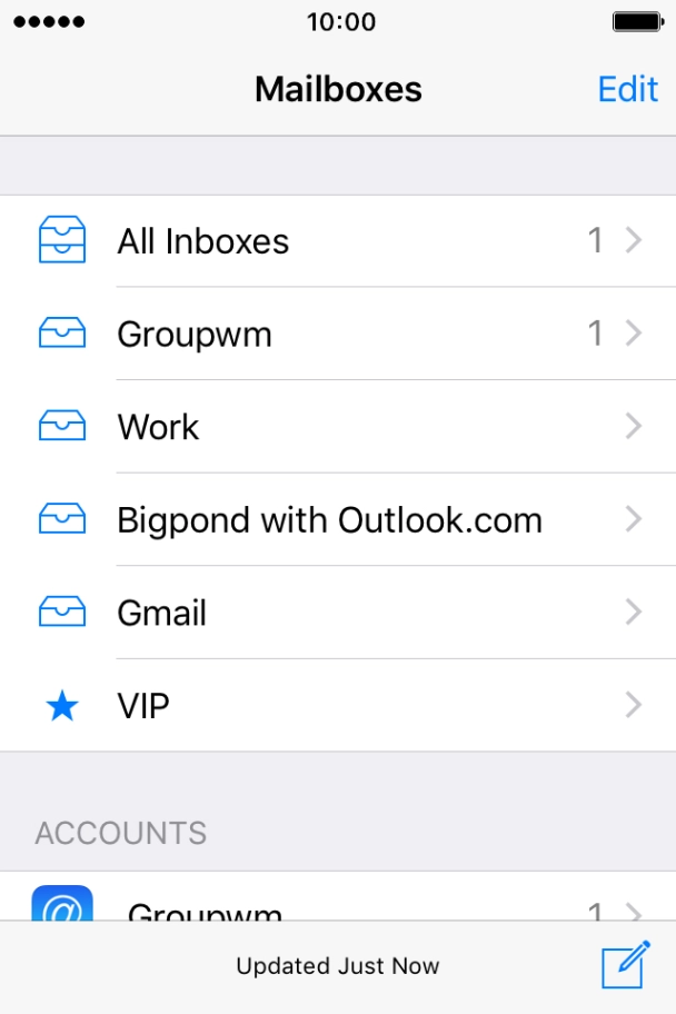 Press the required email account.