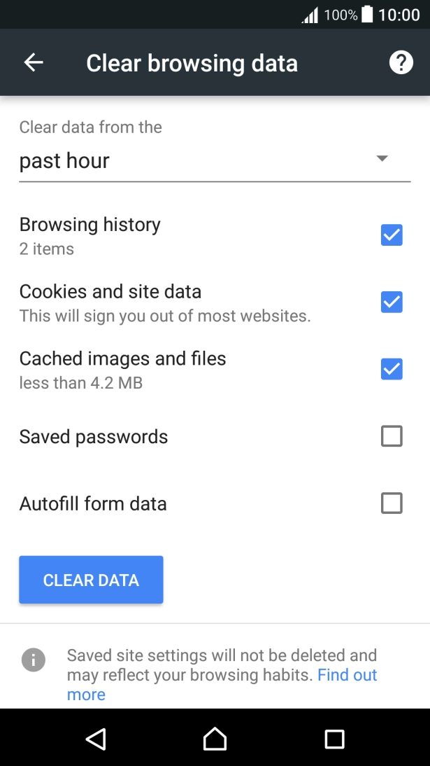 Press CLEAR DATA. Press CLEAR DATA.