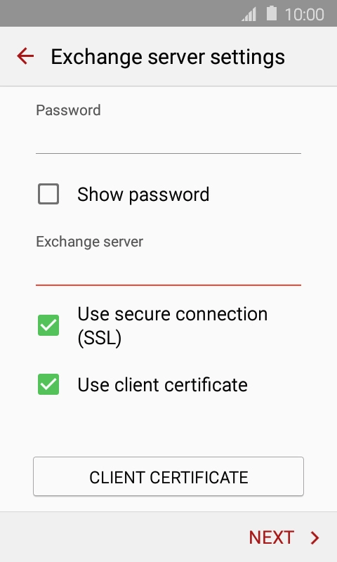 If you turn on the function, press CLIENT CERTIFICATE and follow the instructions on the screen to install the required certificate. If you turn on the function, press CLIENT CERTIFICATE and follow the instructions on the screen to install the required certificate.