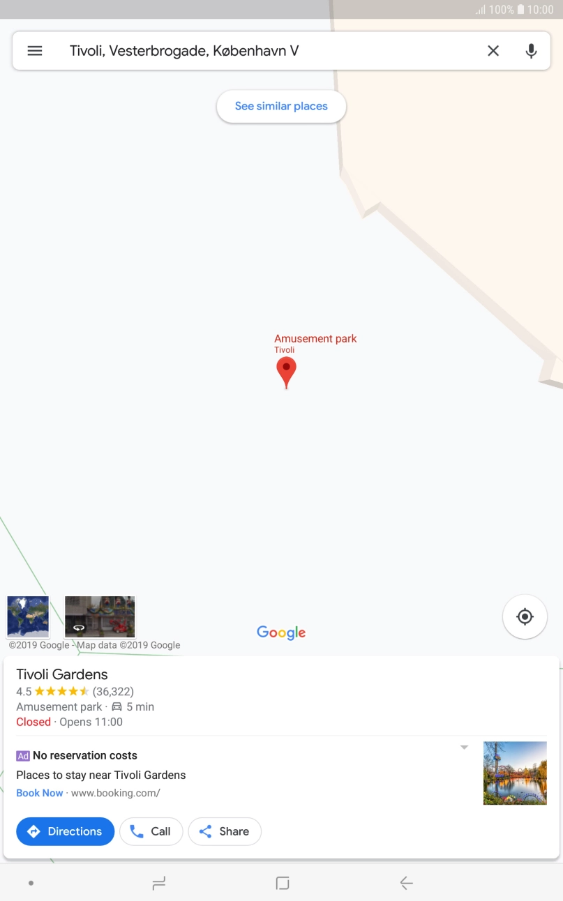 Press the destination at the bottom of the screen.