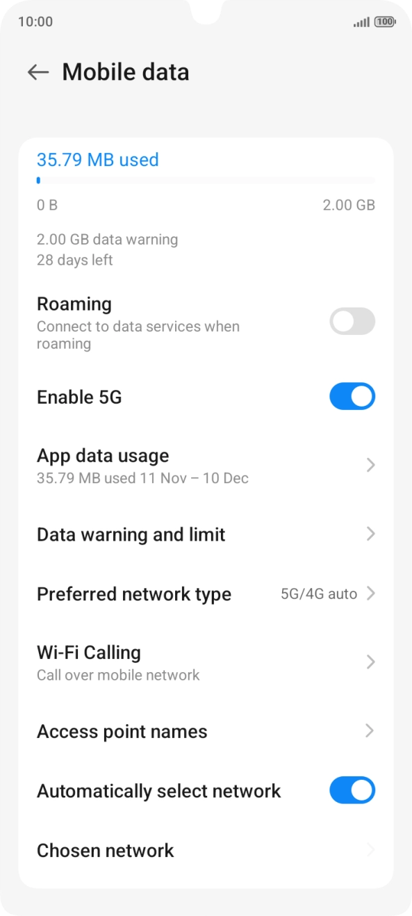 Press App data usage.