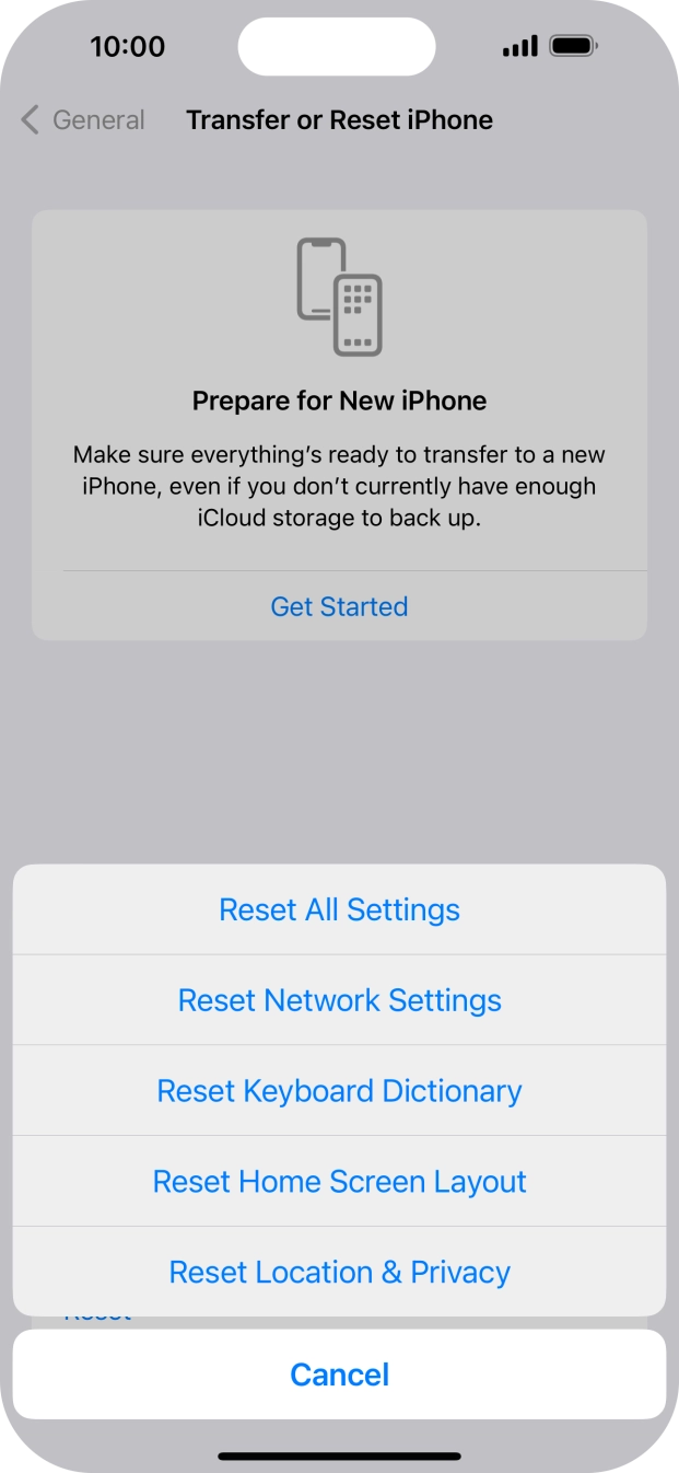 Press Reset All Settings. Press Reset All Settings.