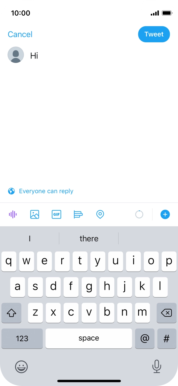 Write the required text and press Tweet. Write the required text and press Tweet.