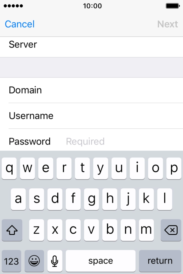 Press Password and key in the password for your email account. Press Password and key in the password for your email account.