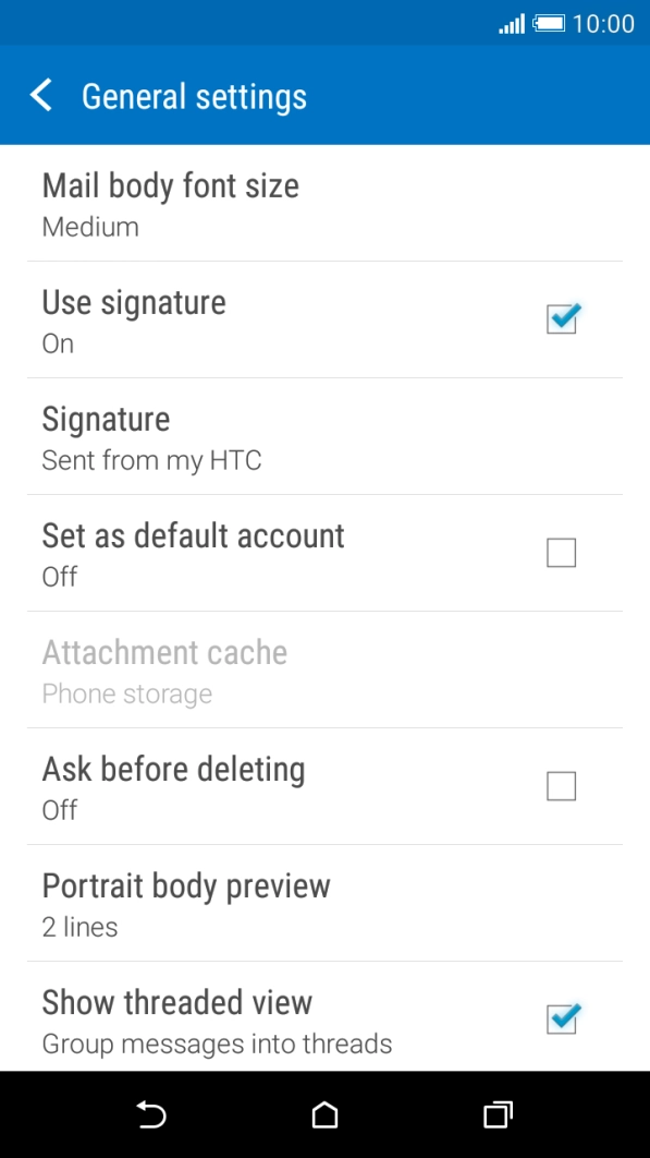 Press Set as default account to select the email account as your default account. Press Set as default account to select the email account as your default account.