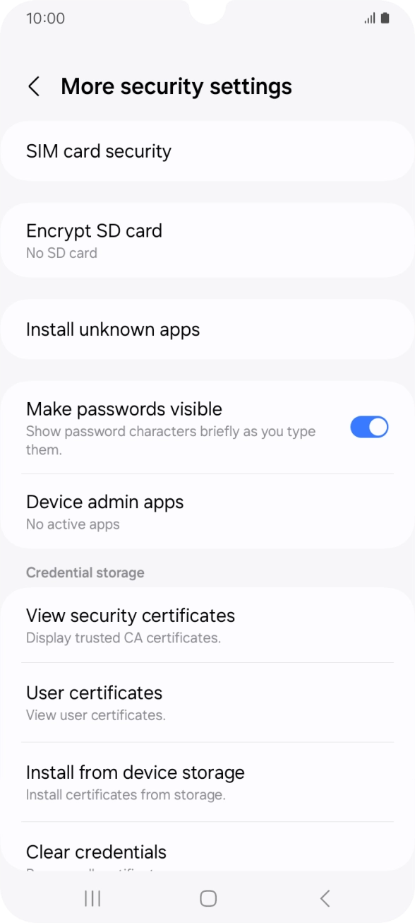 Press SIM card security. Press SIM card security.