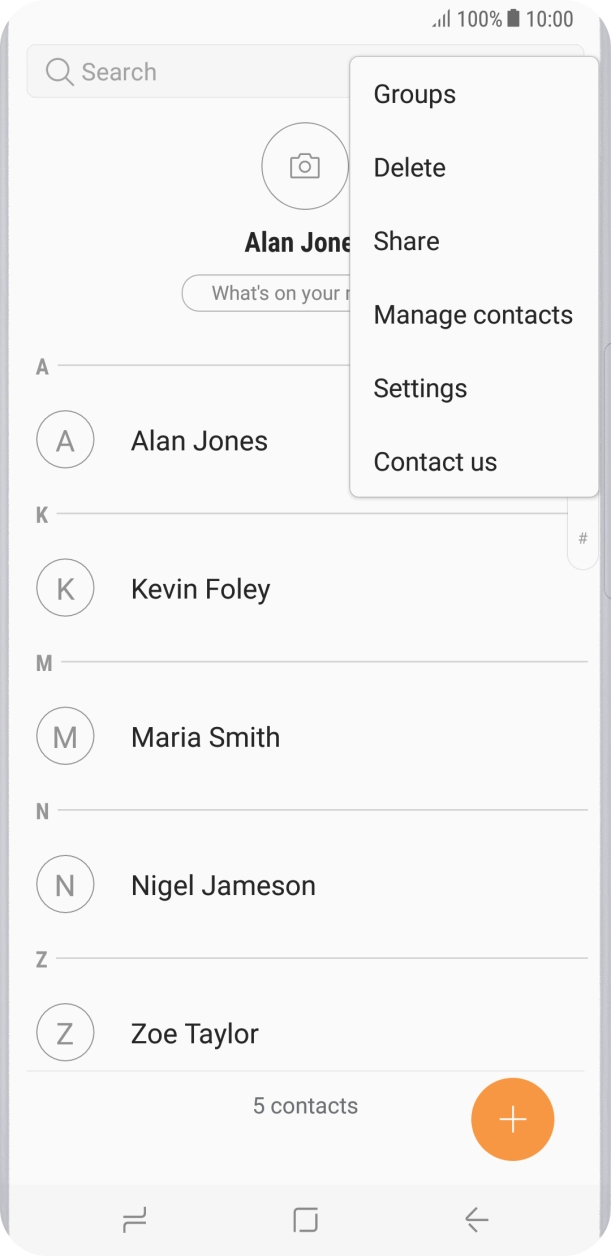 Press Manage contacts. Press Manage contacts.