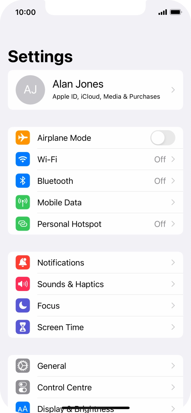 Press Mobile Data.