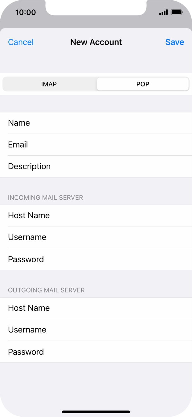Press Save. Your email account has now been set up. To select more settings for incoming and outgoing server, proceed with the following steps. Press Save. Your email account has now been set up. To select more settings for incoming and outgoing server, proceed with the following steps.
