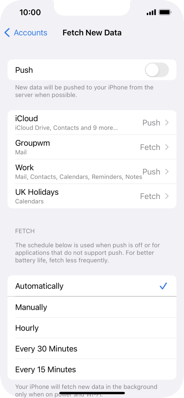 If you turn off the function, press the required setting.