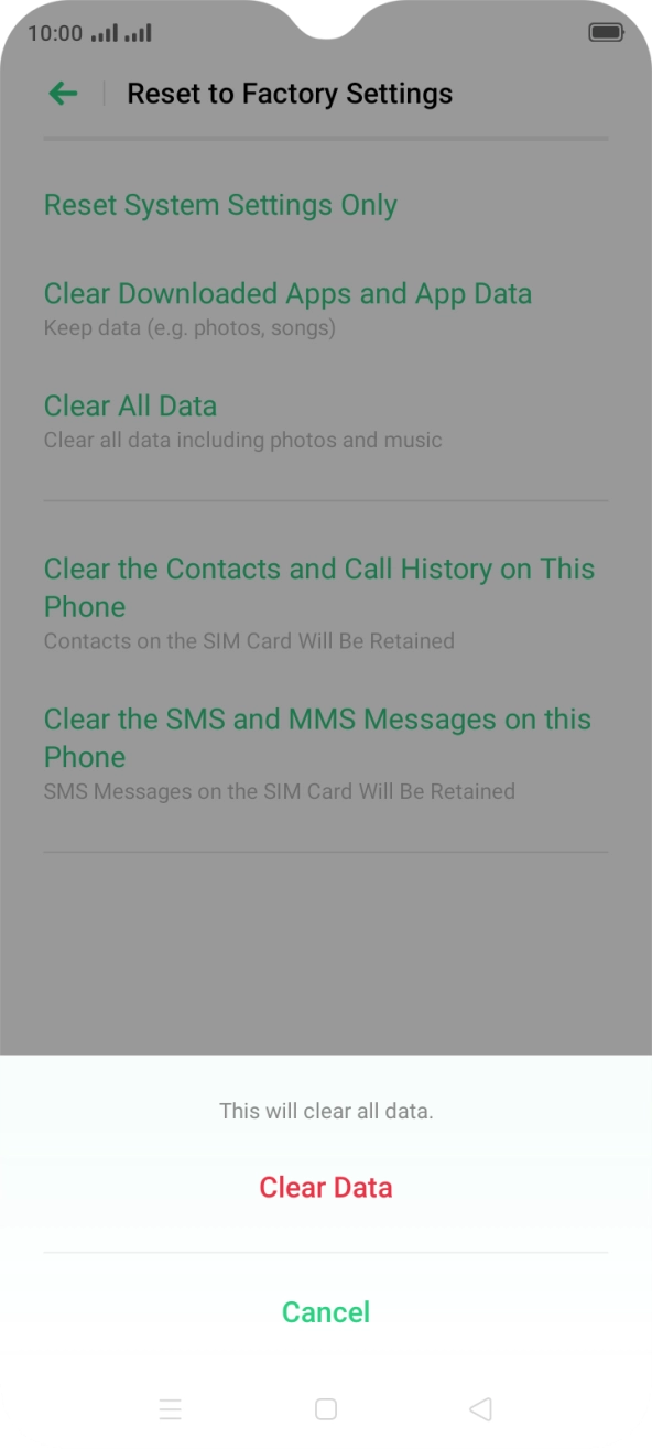 Press Clear Data.
