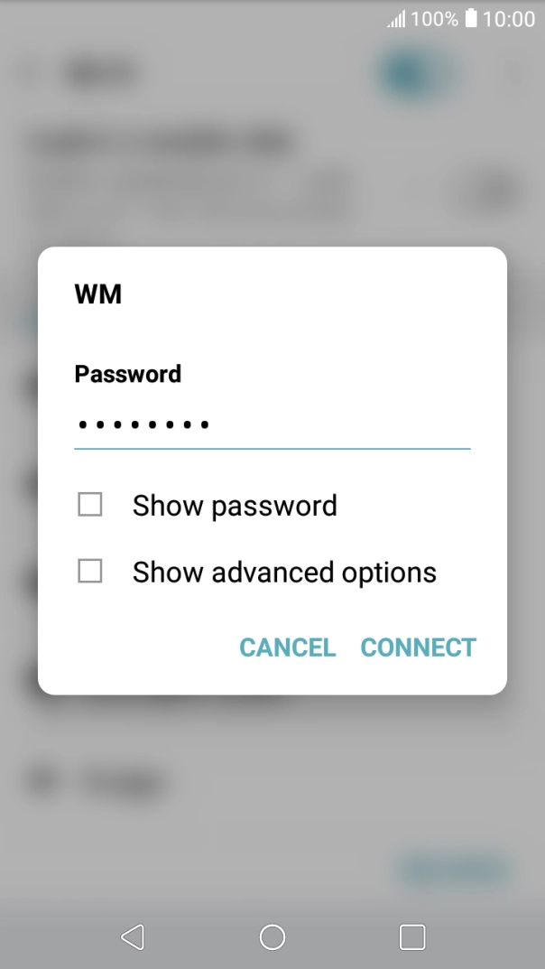 Key in the password for the Wi-Fi network and press CONNECT.