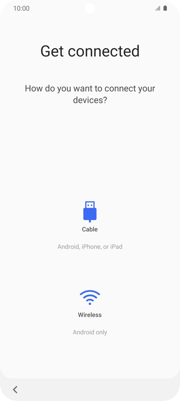 Press the required transfer method and follow the instructions on the screen to transfer content from another phone.