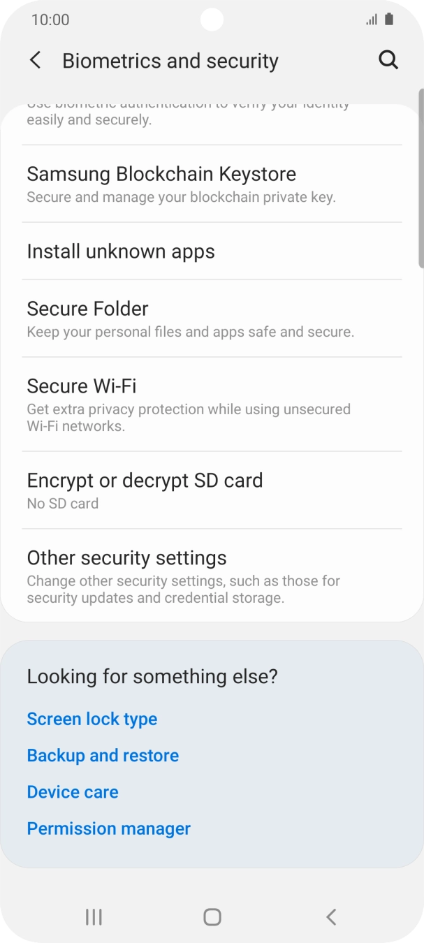 Press Other security settings. Press Other security settings.