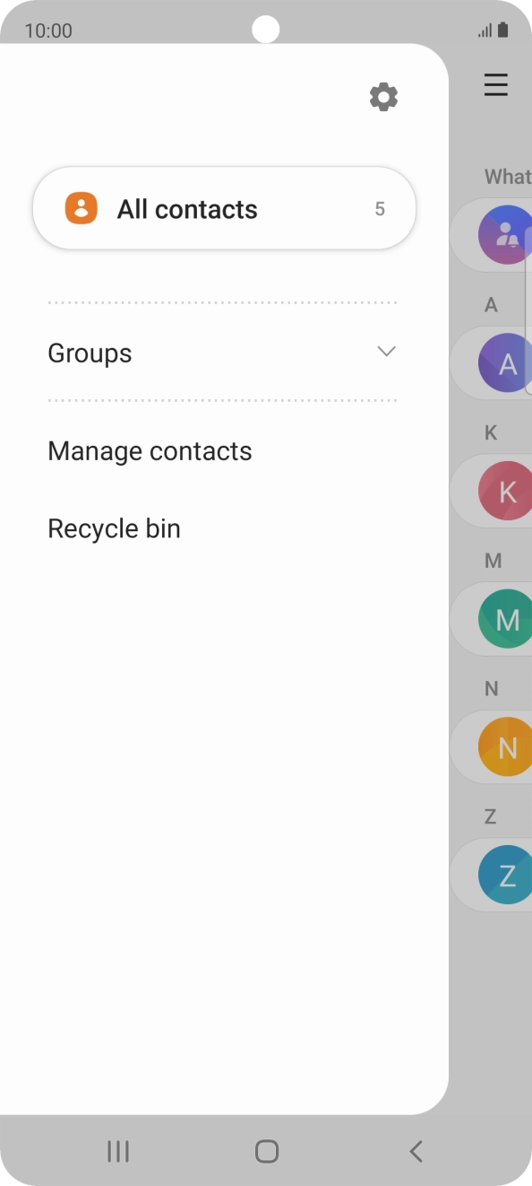 Press Manage contacts. Press Manage contacts.