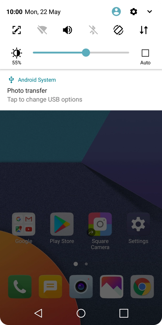 Press the USB icon.