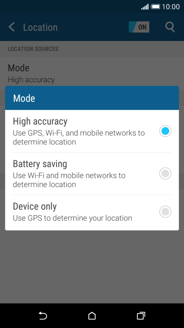 If you select High accuracy, your phone can find your exact position using the GPS satellites, the mobile network and nearby Wi-Fi networks. If you select High accuracy, your phone can find your exact position using the GPS satellites, the mobile network and nearby Wi-Fi networks.
