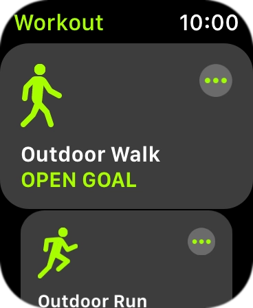 Press the required training activity to start it. Press the required training activity to start it.