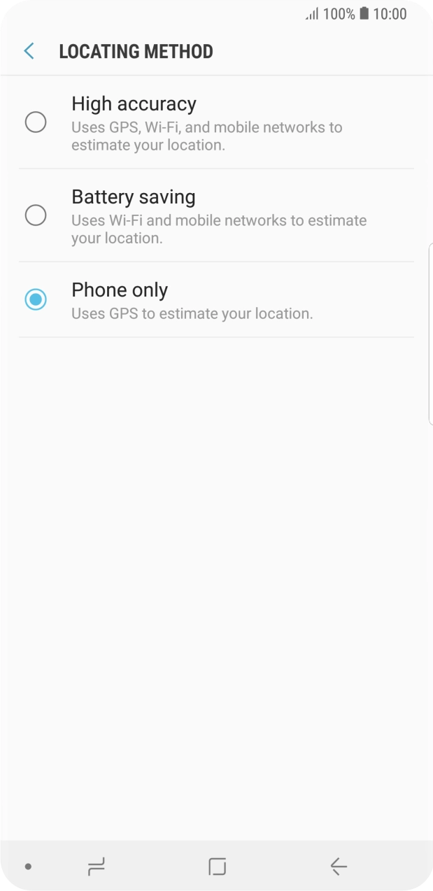 If you select High accuracy, your phone can find your exact position using the GPS satellites, the mobile network and nearby Wi-Fi networks. Satellite-based GPS requires a clear view of the sky. If you select High accuracy, your phone can find your exact position using the GPS satellites, the mobile network and nearby Wi-Fi networks. Satellite-based GPS requires a clear view of the sky.